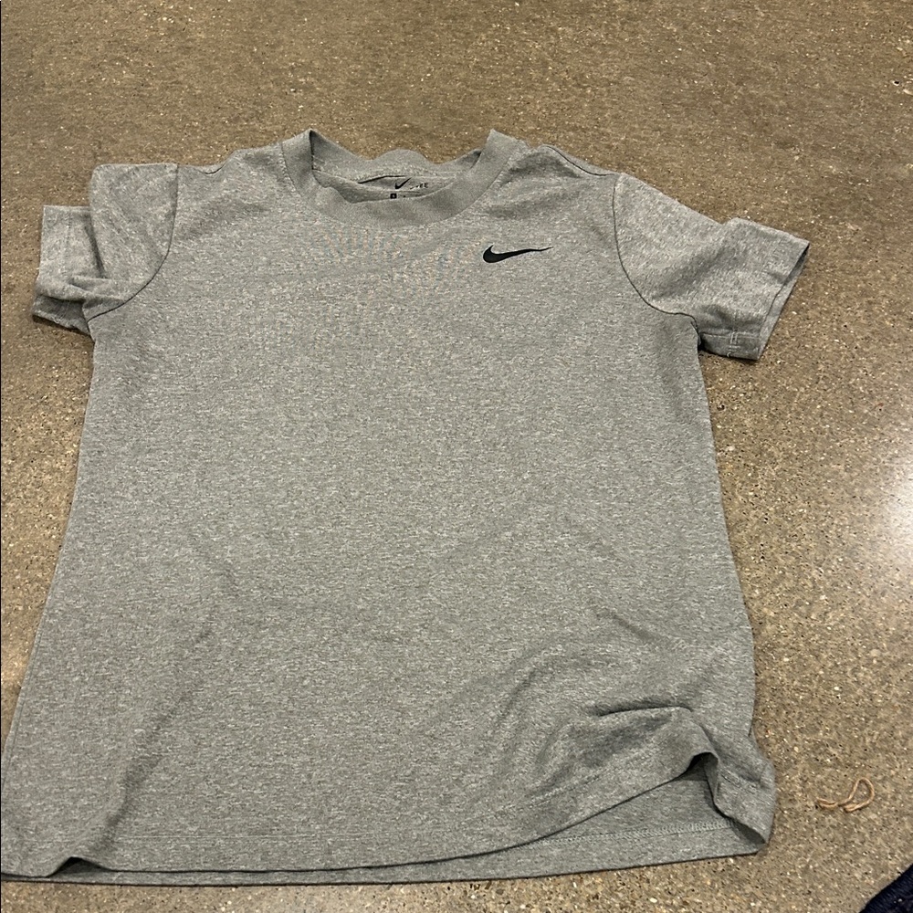 Nike Heather Grey Short Sleeve Crew Tee with Black Swoosh